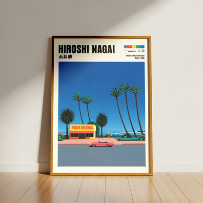 Hiroshi Nagai Pacific Breeze Poster, Japanese Record Store Art, Retro Tokyo Beach Print, JDM Summer Decor, 80s Japan Wall Art