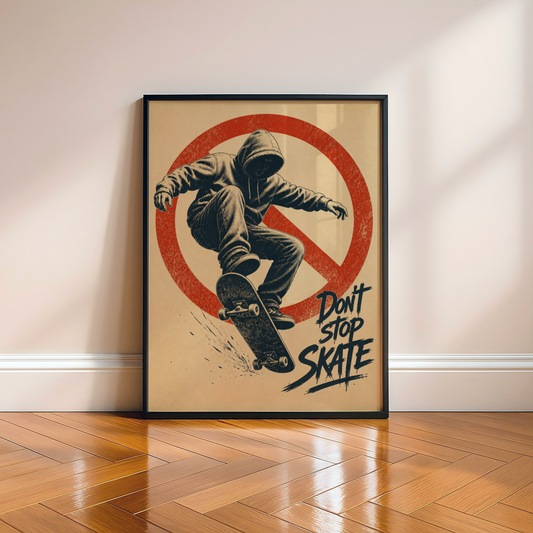 Skateboard Poster, Vintage Skateboarding Wall Art, Street Skater Print, Retro Urban Decor, Skate Room Poster, Cool Streetwear Art