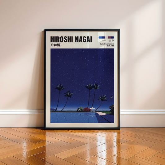 Affiche Hiroshi Nagai | Piscine Tropicale de Nuit & Lune