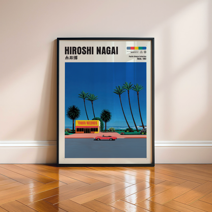 Hiroshi Nagai Pacific Breeze Poster, Japanese Record Store Art, Retro Tokyo Beach Print, JDM Summer Decor, 80s Japan Wall Art