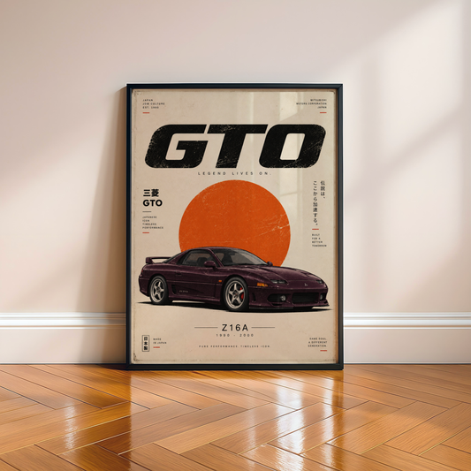 Minimalist JDM Poster, 90s Japanese Sports Car Print, Retro Car Wall Art, Vintage Automotive Illustration, Garage Decor