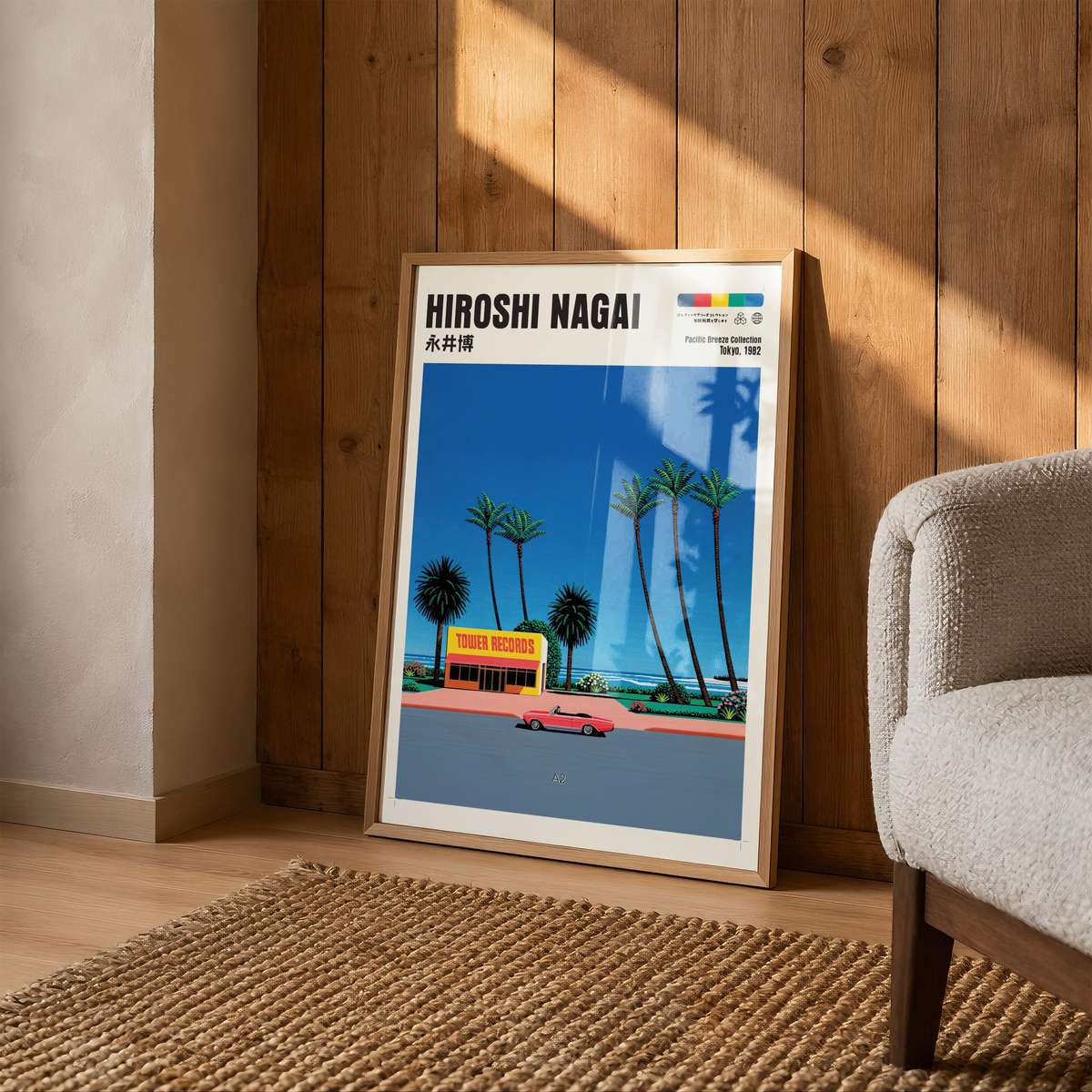 Hiroshi Nagai Pacific Breeze Poster, Japanese Record Store Art, Retro Tokyo Beach Print, JDM Summer Decor, 80s Japan Wall Art