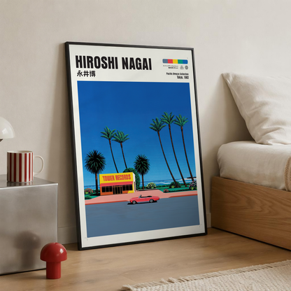 Hiroshi Nagai Pacific Breeze Poster, Japanese Record Store Art, Retro Tokyo Beach Print, JDM Summer Decor, 80s Japan Wall Art