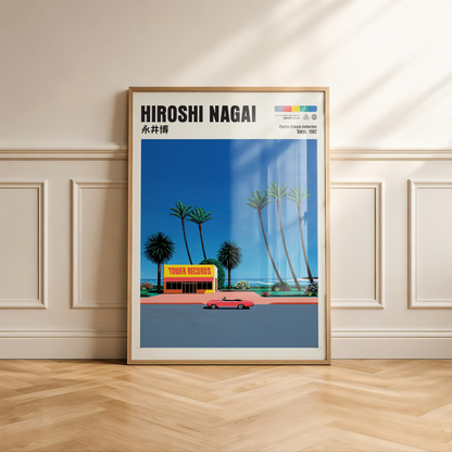 Hiroshi Nagai Pacific Breeze Poster, Japanese Record Store Art, Retro Tokyo Beach Print, JDM Summer Decor, 80s Japan Wall Art