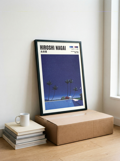 Affiche Hiroshi Nagai | Piscine Tropicale de Nuit & Lune