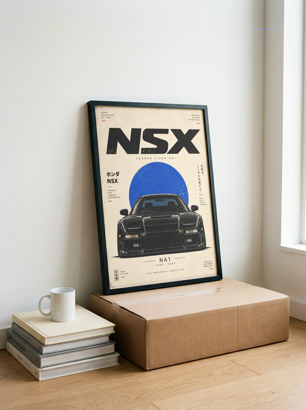 Black Japanese Sports Car Poster, Minimalist 90s JDM Print, Retro Supercar Wall Art, Pop Up Headlight Automotive Decor