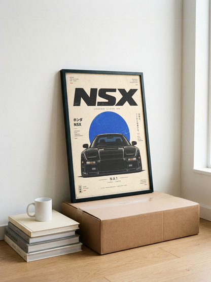 Black Japanese Sports Car Poster, Minimalist 90s JDM Print, Retro Supercar Wall Art, Pop Up Headlight Automotive Decor
