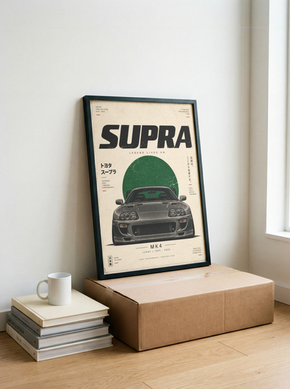 Japanese Tuner Car Poster, Minimalist 90s JDM Wall Art, Grey Sports Coupe Print, Retro Street Racing Automotive Decor
