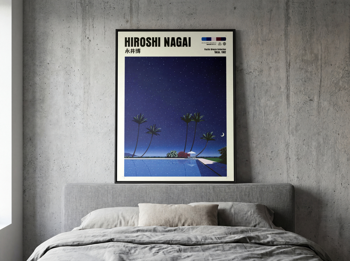 Affiche Hiroshi Nagai | Piscine Tropicale de Nuit & Lune