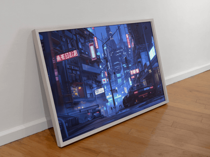 🐉🇯🇵✨ Affiche encadrée métal CLI-FI Anime Concept – Cyber Alley - Aura Studio Déco