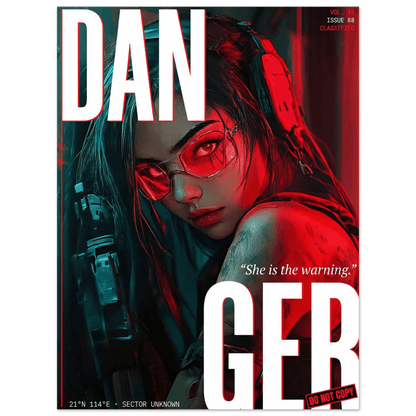 ☣️🧬 Série limitée Art Cyberpunk - Poster Cybergirl Danger - Aura Studio Déco