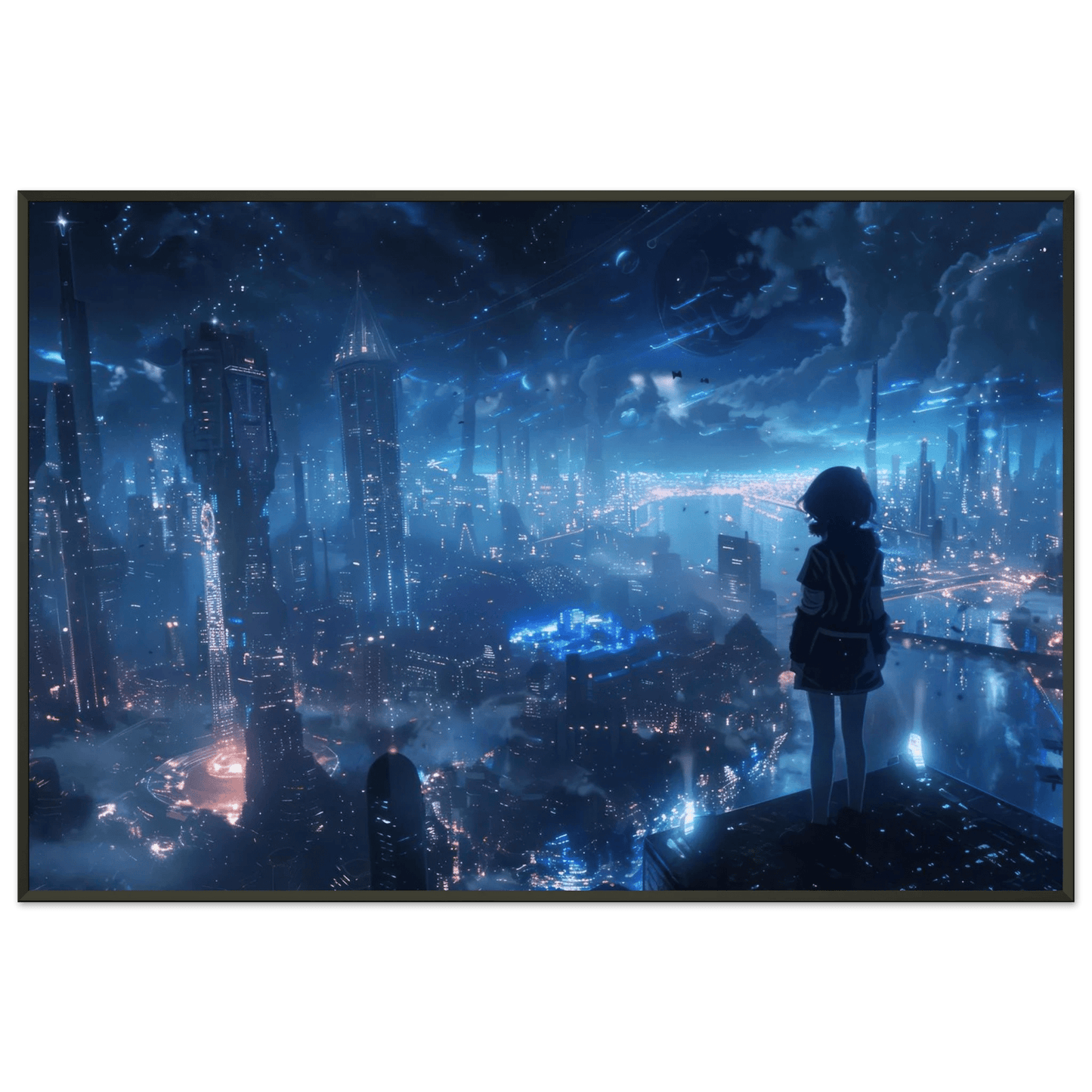 🐉🇯🇵✨ Affiche encadrée métal CLI-FI Anime Concept – Neon City - Aura Studio Déco