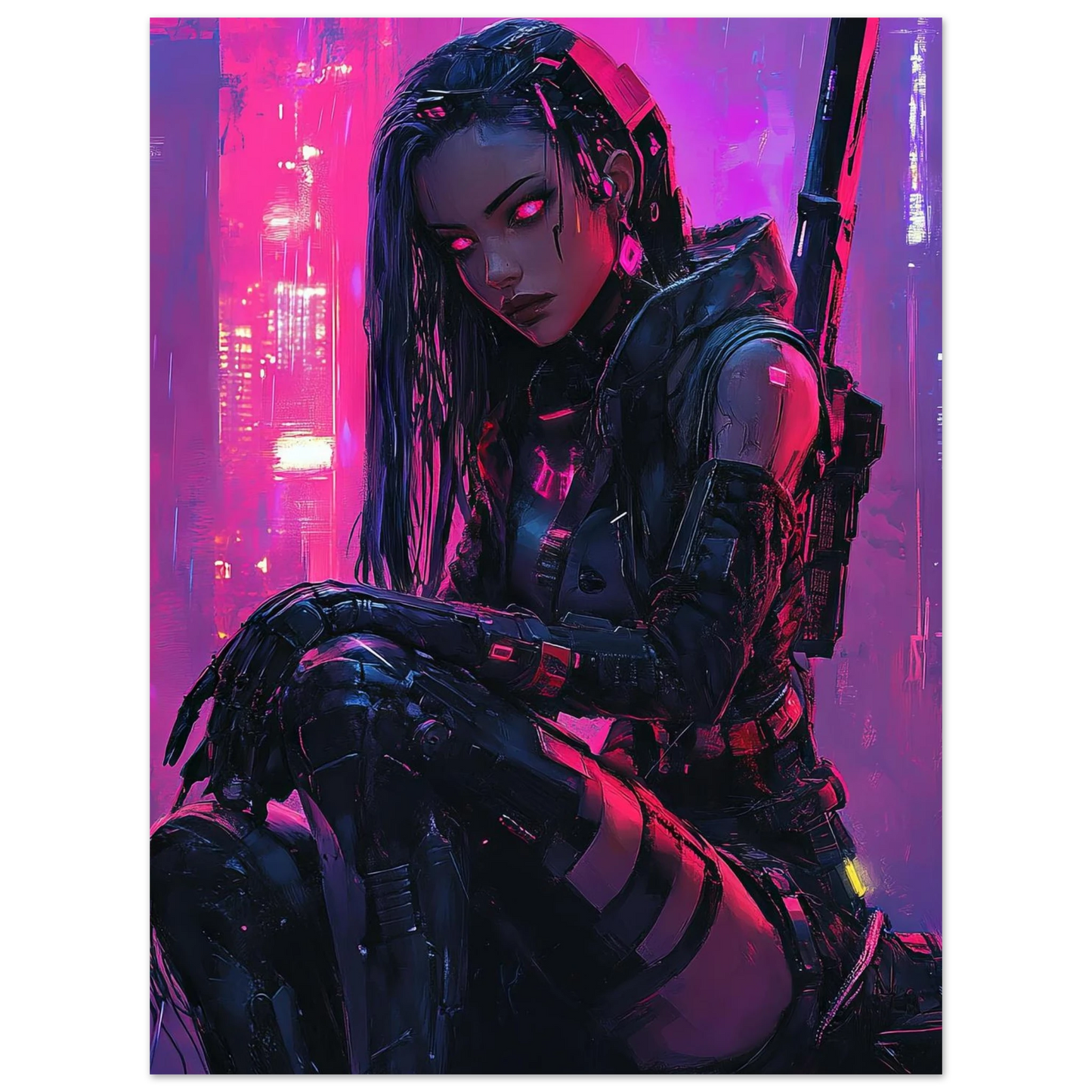 Estampe d'Art Affiche Cyber Girl #8 – Art Mural Cyberpunk - Aura Studio Déco