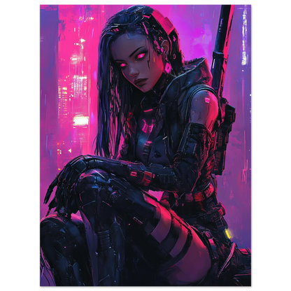 Estampe d'Art Affiche Cyber Girl #8 – Art Mural Cyberpunk - Aura Studio Déco