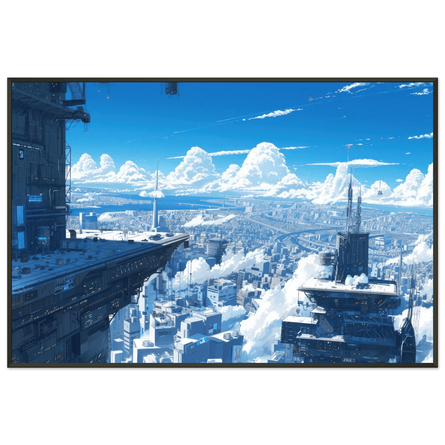 🐉🇯🇵✨ Affiche encadrée métal CLI-FI Anime Concept – Neo City - Aura Studio Déco