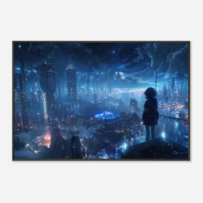 🐉🇯🇵✨ Affiche encadrée métal CLI-FI Anime Concept – Neon City - Aura Studio Déco