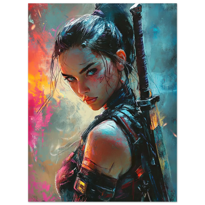 🌃Affiche Cyber Girl #39 – Art Mural Cyberpunk - Aura Studio Déco