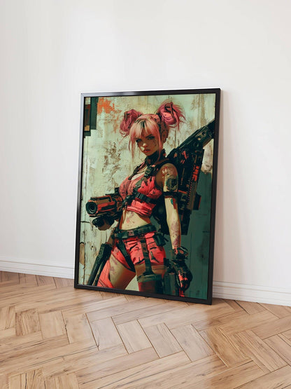 🧬Estampe d 'Art Affiche Cyber Girl Hors-série #2 – Art Mural Cyberpunk - Aura Studio Déco