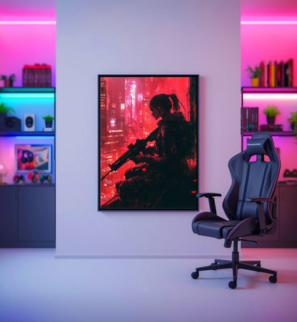 🌃Affiche Murale CYBERPUNK WAR GIRL ULTIMATE SERIE  2☢️ - Aura Studio Déco