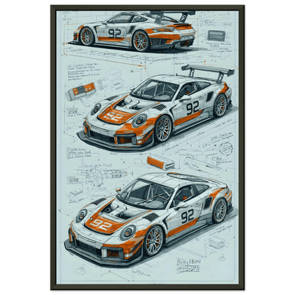 🏎️🏁Affiche Automobile Art' Sketch Encadrée - Aura Studio Déco