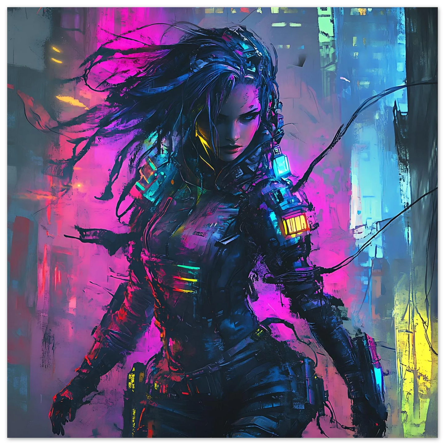 ☢️🧬Affiche Murale Survival Neon Fury Girls #6 - Aura Studio Déco