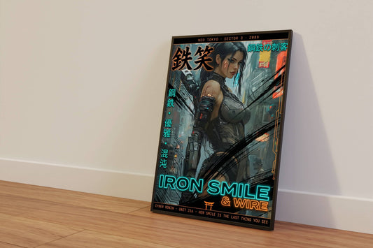 ☣️🧬 Série limitée Art Cyberpunk - Poster Cybergirl Unit 216 - Aura Studio Déco