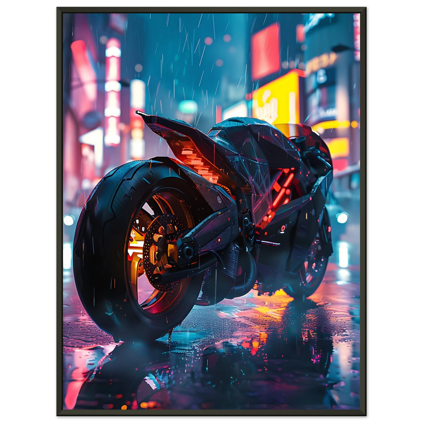 🏍️🏁🔧 Moto Cyberpunk Série futuriste #️⃣2  - (Affiche encadrée métal) - Aura Studio Déco