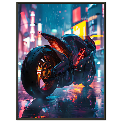 🏍️🏁🔧 Moto Cyberpunk Série futuriste #️⃣2  - (Affiche encadrée métal) - Aura Studio Déco