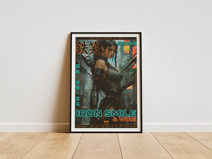 ☣️🧬 Série limitée Art Cyberpunk - Poster Cybergirl Unit 216 - Aura Studio Déco