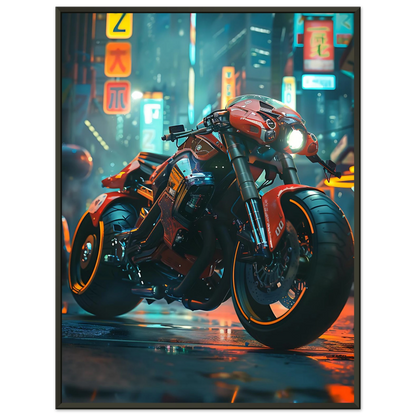 🏍️🏁🔧 Moto Cyberpunk Série futuriste #️⃣9  - (Affiche encadrée métal) - Aura Studio Déco