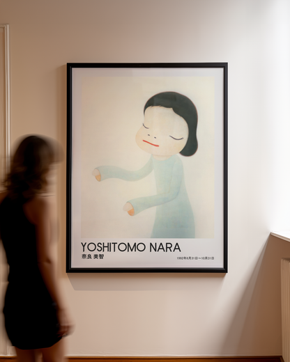 Yoshitomo Nara Girl in Pale Blue Poster, Japanese Contemporary Art Print, Minimalist Wall Decor, Kawaii Art, Soft Pastel Artwork