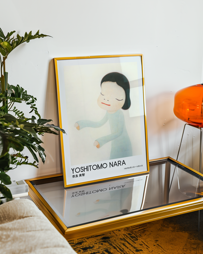 Yoshitomo Nara Girl in Pale Blue Poster, Japanese Contemporary Art Print, Minimalist Wall Decor, Kawaii Art, Soft Pastel Artwork