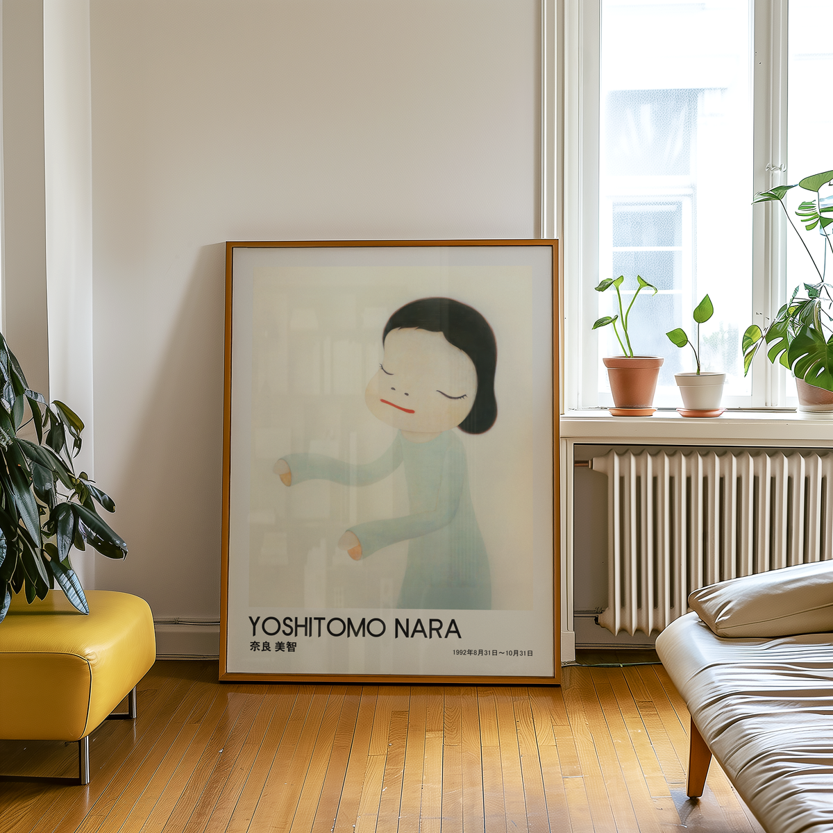 Yoshitomo Nara Girl in Pale Blue Poster, Japanese Contemporary Art Print, Minimalist Wall Decor, Kawaii Art, Soft Pastel Artwork