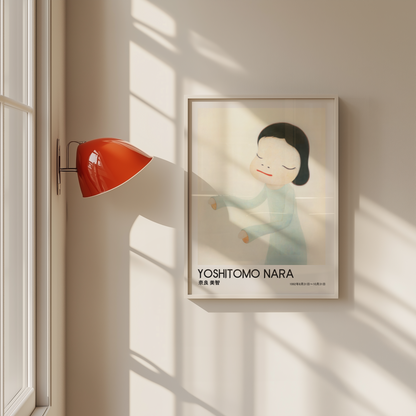 Yoshitomo Nara Girl in Pale Blue Poster, Japanese Contemporary Art Print, Minimalist Wall Decor, Kawaii Art, Soft Pastel Artwork