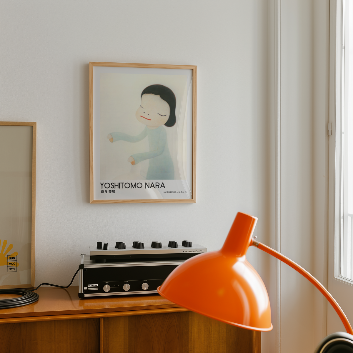 Yoshitomo Nara Girl in Pale Blue Poster, Japanese Contemporary Art Print, Minimalist Wall Decor, Kawaii Art, Soft Pastel Artwork