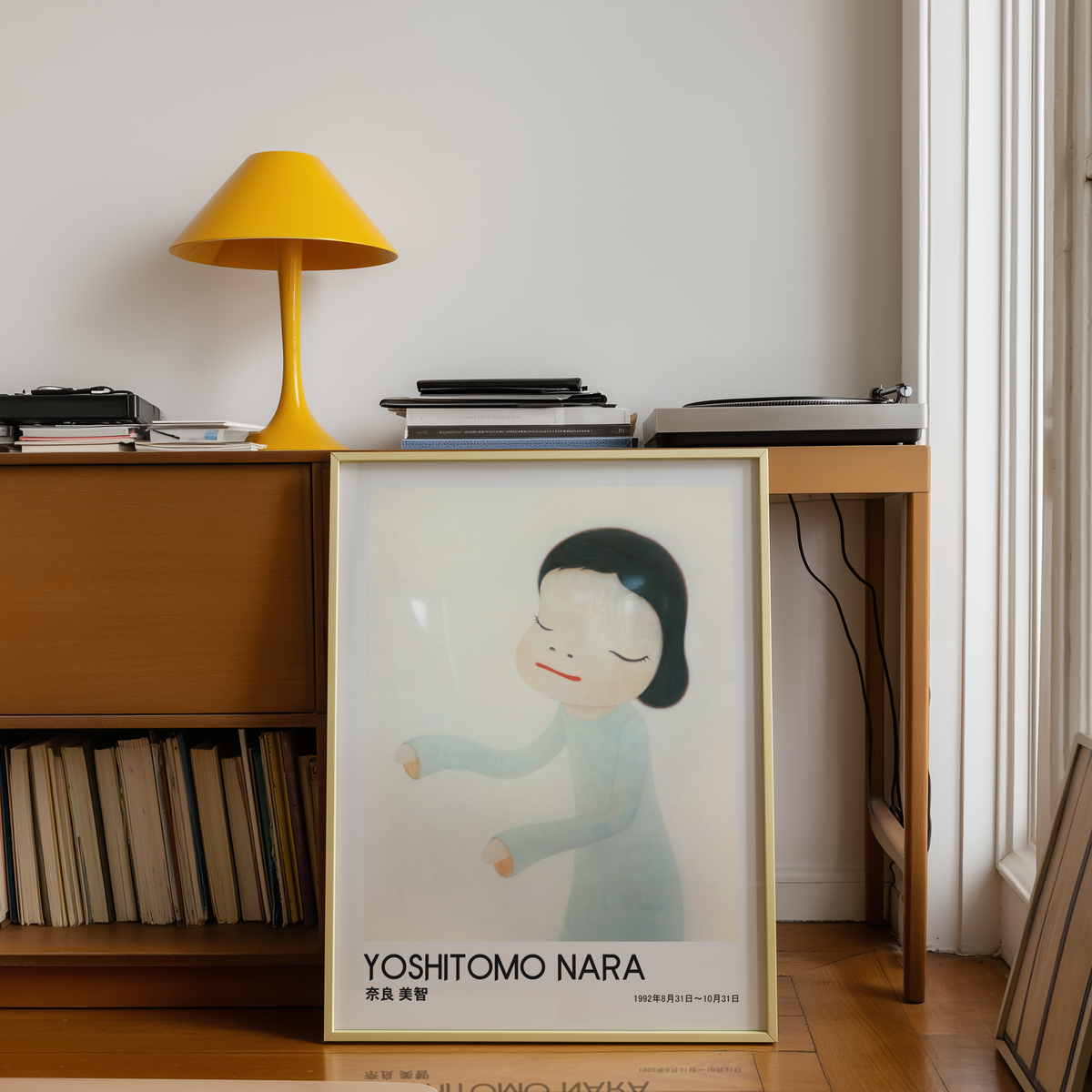 Yoshitomo Nara Girl in Pale Blue Poster, Japanese Contemporary Art Print, Minimalist Wall Decor, Kawaii Art, Soft Pastel Artwork