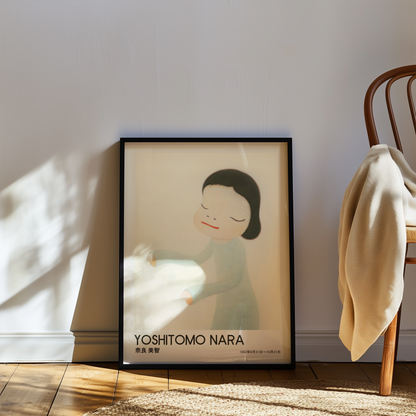 Yoshitomo Nara Girl in Pale Blue Poster, Japanese Contemporary Art Print, Minimalist Wall Decor, Kawaii Art, Soft Pastel Artwork