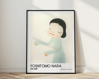 Yoshitomo Nara Girl in Pale Blue Poster, Japanese Contemporary Art Print, Minimalist Wall Decor, Kawaii Art, Soft Pastel Artwork