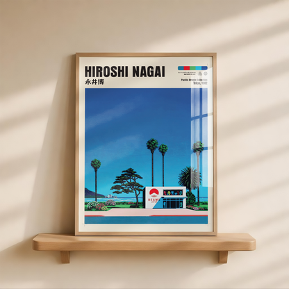 Hiroshi Nagai Pacific Breeze Poster, Japanese Fashion Store Art, Retro Tokyo Beach Print, Palm Tree Wall Decor, City Pop Aesthetic