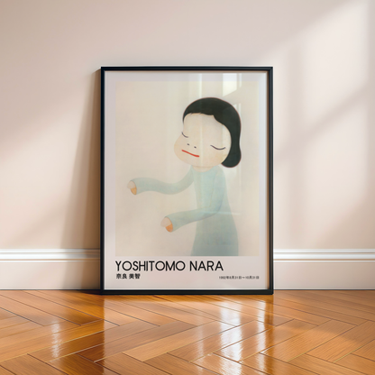Yoshitomo Nara Girl in Pale Blue Poster, Japanese Contemporary Art Print, Minimalist Wall Decor, Kawaii Art, Soft Pastel Artwork