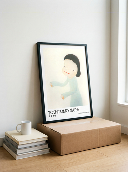 Yoshitomo Nara Girl in Pale Blue Poster, Japanese Contemporary Art Print, Minimalist Wall Decor, Kawaii Art, Soft Pastel Artwork
