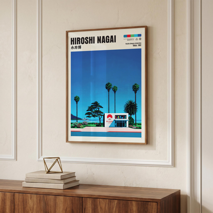 Hiroshi Nagai Pacific Breeze Poster, Japanese Fashion Store Art, Retro Tokyo Beach Print, Palm Tree Wall Decor, City Pop Aesthetic