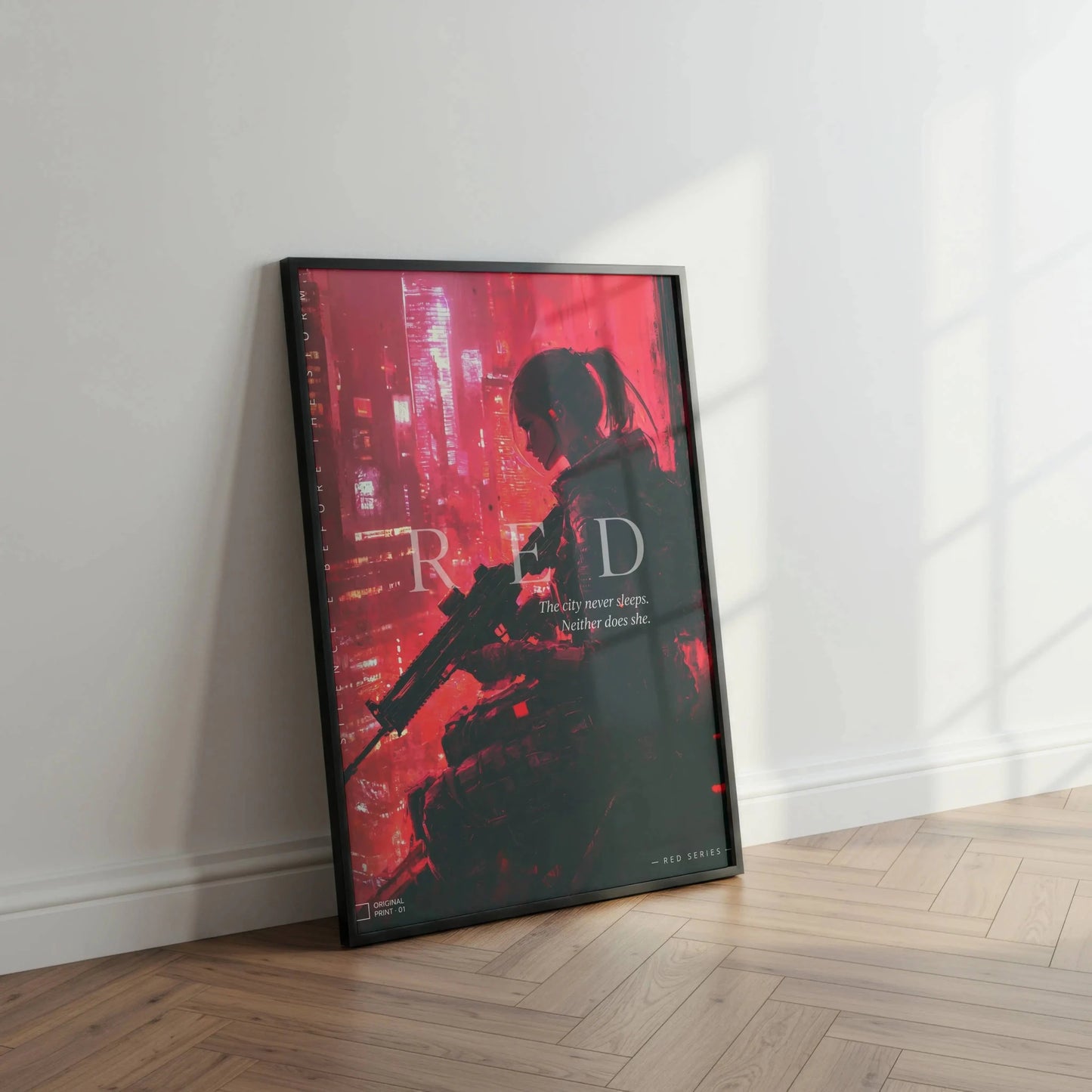 ☣️🧬 Série limitée Art Cyberpunk - Poster Cybergirl Red - Aura Studio Déco