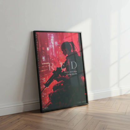 ☣️🧬 Série limitée Art Cyberpunk - Poster Cybergirl Red - Aura Studio Déco