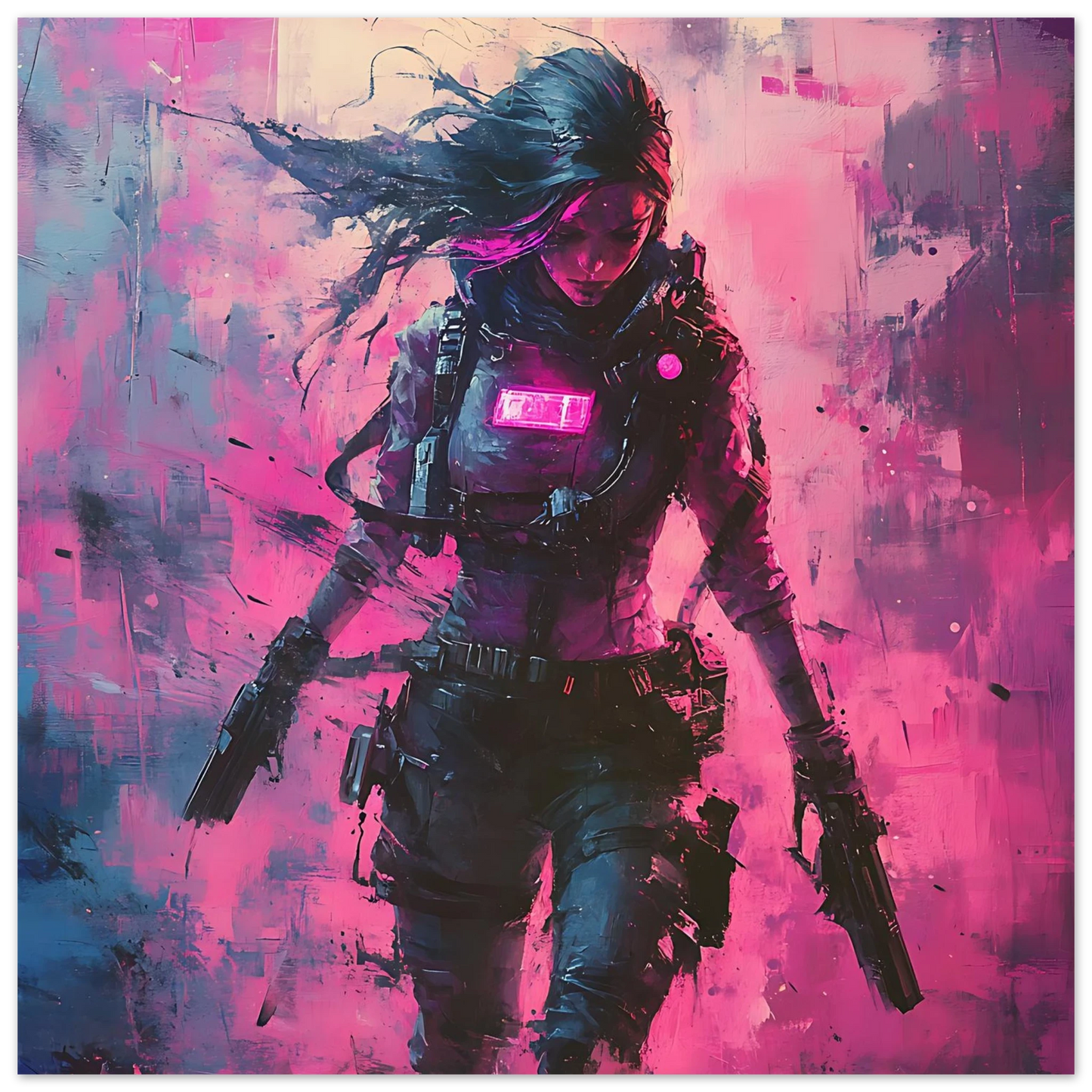 ☢️🧬Affiche Murale Survival Neon Fury Girls #2 - Aura Studio Déco