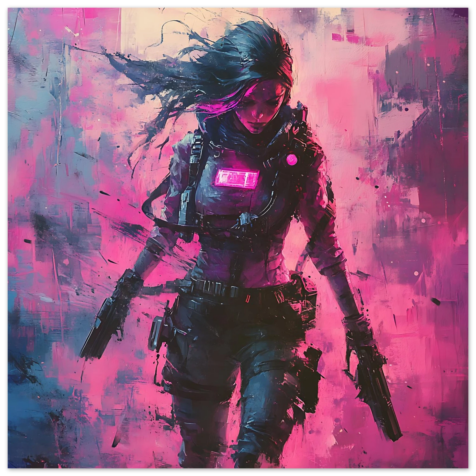 ☢️🧬Affiche Murale Survival Neon Fury Girls #2 - Aura Studio Déco