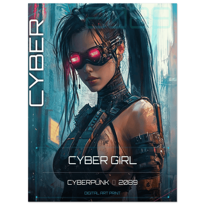 ☣️ Série limitée Art Cyberpunk - Poster Cybergirl Red Vision - Aura Studio Déco