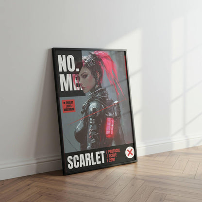 ☣️🧬 Série limitée Art Cyberpunk - Poster Cybergirl Scarlet - Aura Studio Déco