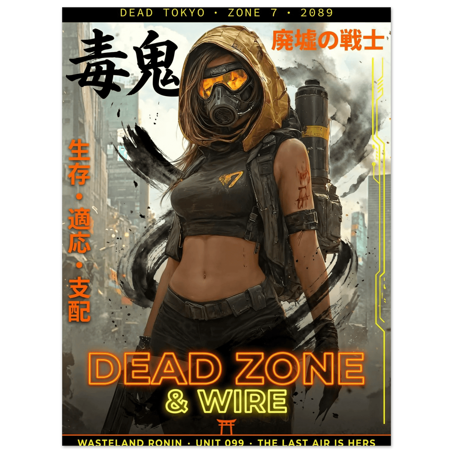 ☣️ Série limitée Art Cyberpunk - Poster Cybergirl Dead Zone - Aura Studio Déco