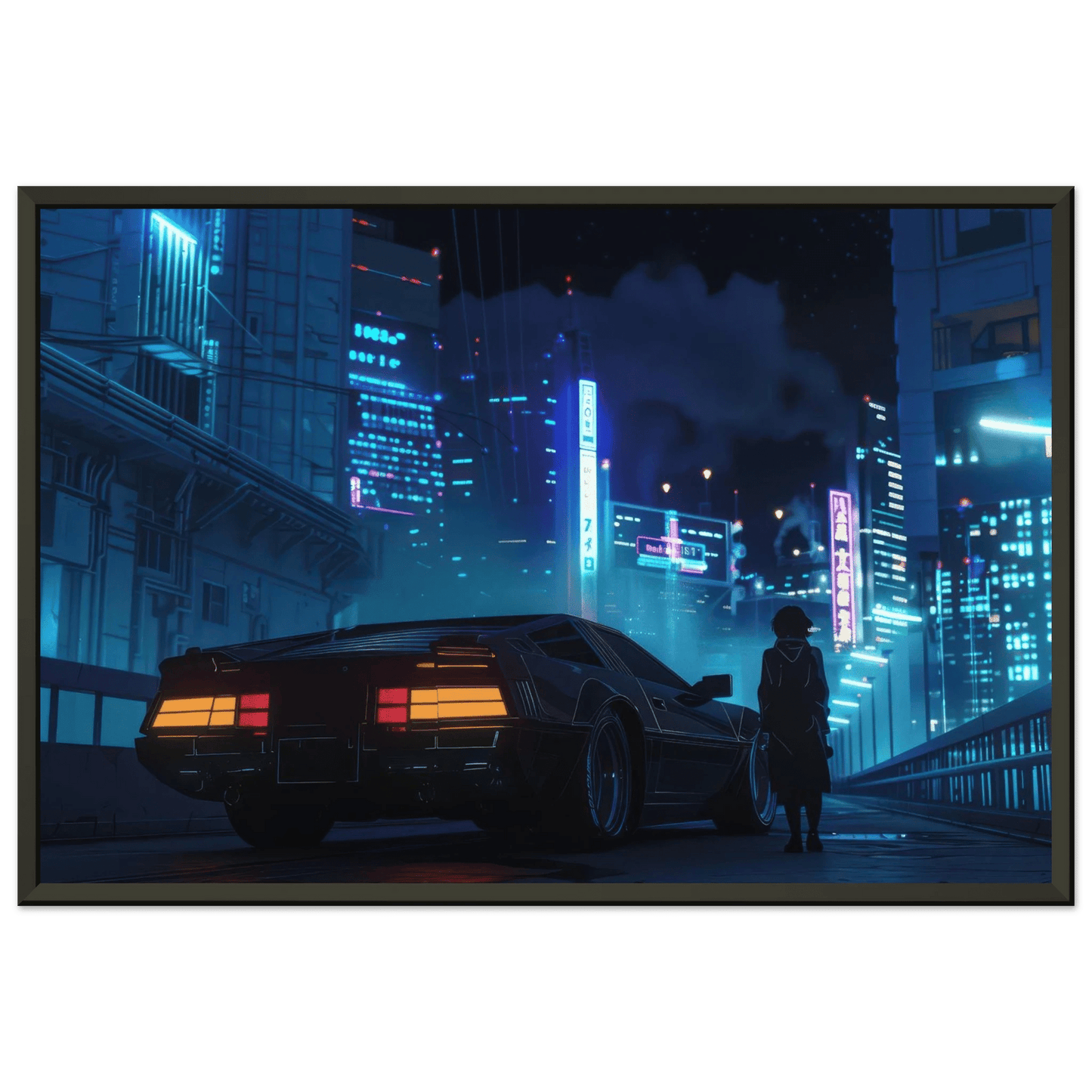 🐉🇯🇵✨ Affiche encadrée métal CLI-FI Anime Concept – Cyber City - Aura Studio Déco